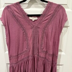 LOFT Women's Mauve Crochet Detail Blouse
